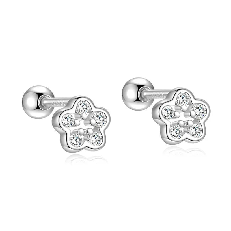 Flower Zircon Silver Earrings DS4894