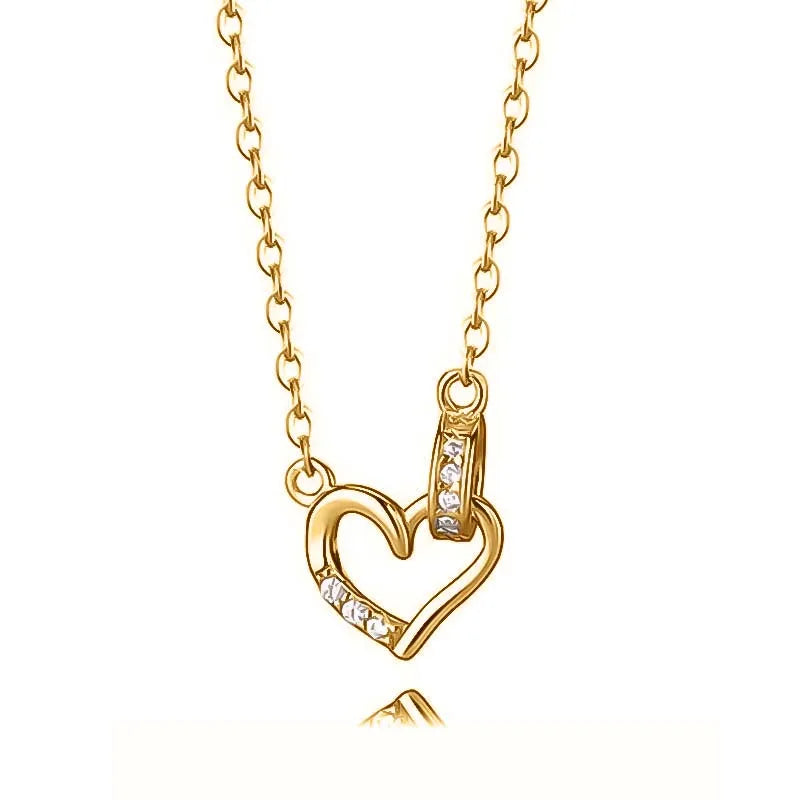 TrustDavis Real 925 Sterling Silver Necklace Romantic Heart CZ Pendant for Women Daughter Birthday Gift Fine Jewelry DA4170