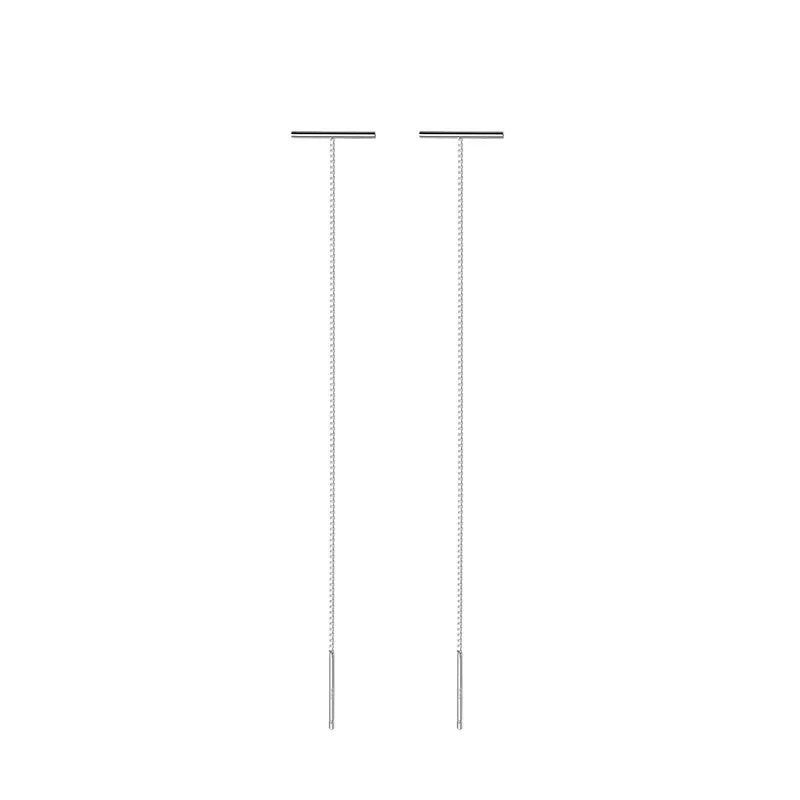 TrustDavis Minimalist 925 Sterling Silver Sweet Stick Box Chain Linked Stud Earring For Women Creative Fashion Jewelry DB1188