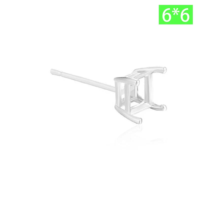 TrustDavis Real 925 Sterling Silver fashion Four clawed square earring ear rest Handmade DIY Accessories Wholesale DZ1761