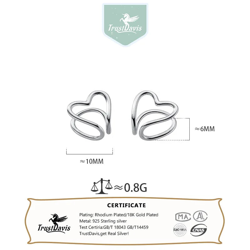 Heart-shaped Silver Clips Earrings DS4867