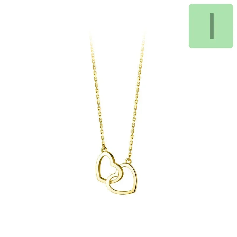 TrustDavis Real 925 Sterling Silver Sweet Double Round Heart Cross CZ Pendant Necklace For Women Wedding Fine Jewelry DA2486