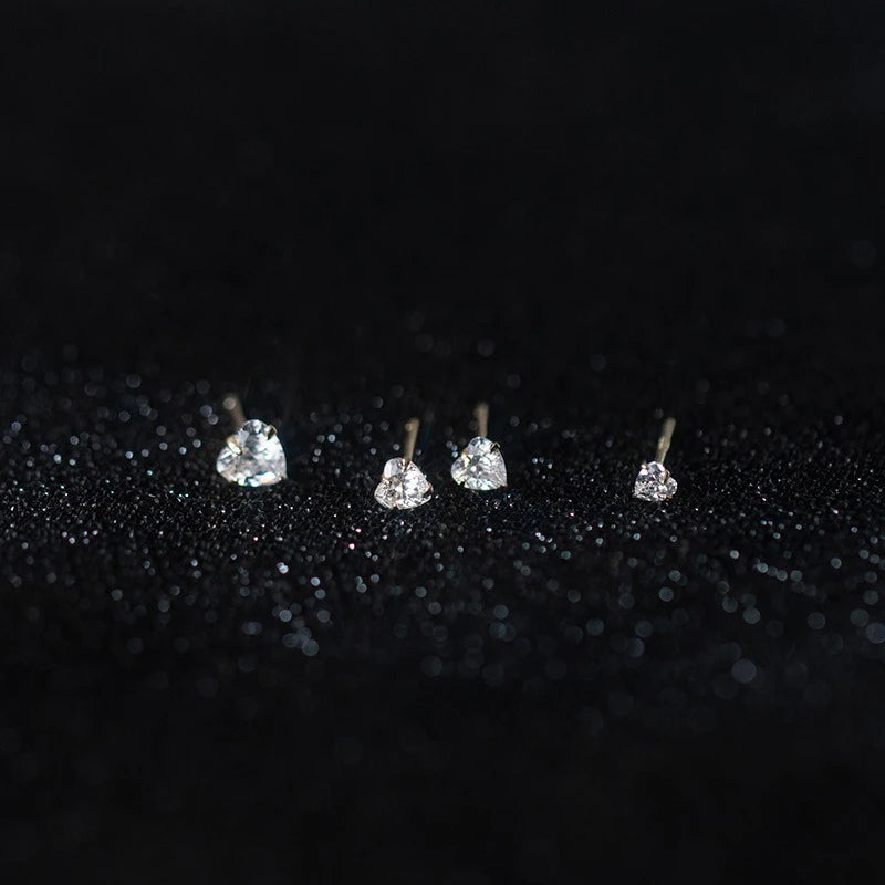 TrustDavis 925 Sterling Silver Simple and Stylish Heart Shape Cz Stud Earrings Gift for Women Fine Jewelry for Her DS4168