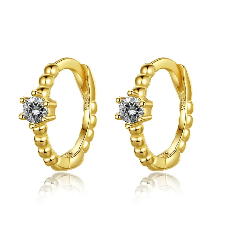 Trustdavis Real 925 Sterling Silver Fashion Colorful Zircon Charming Small Earrings For Women Rock Unisex Party Jewelry DA2645