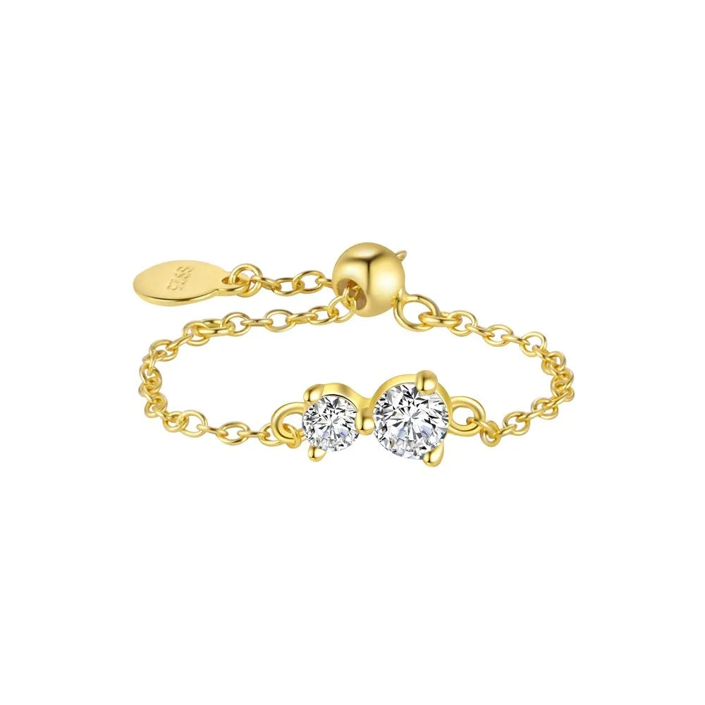 TrustDavis 925 Sterling Silver Women's Butterfly/Cross/Pearl Zircon Chain Adjustable Ring for Women Girls Jewelry Gift DS4330