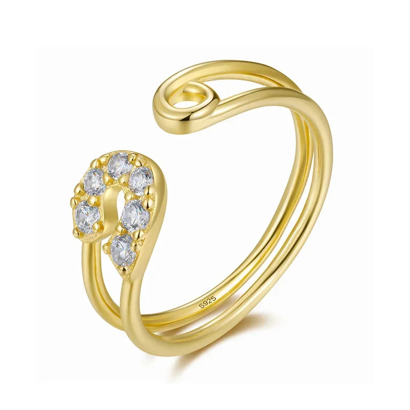 Paper Clip CZ Ring Cute Gift DF376