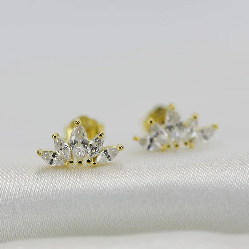 Shiny Zircon Wings Stud Earrings L077