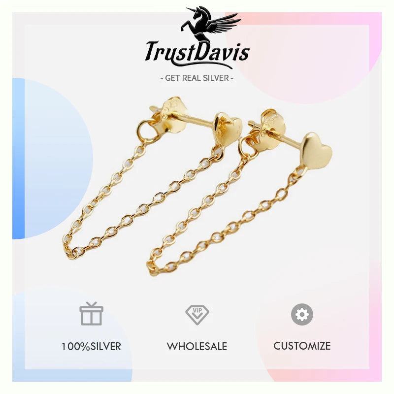 Heart Linked Chain Stud Earrings DS4768