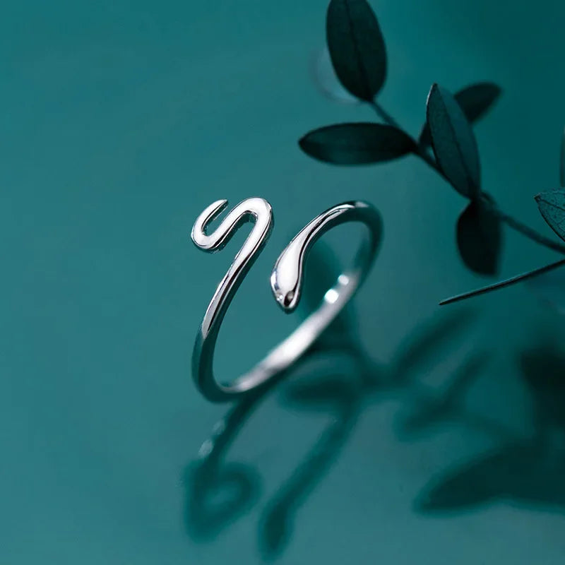 TrustDavis New 925 Sterling Silver Fashion Opening Rings Size Snake Cocktail Ring For Women Wedding Party Jewelry DA162