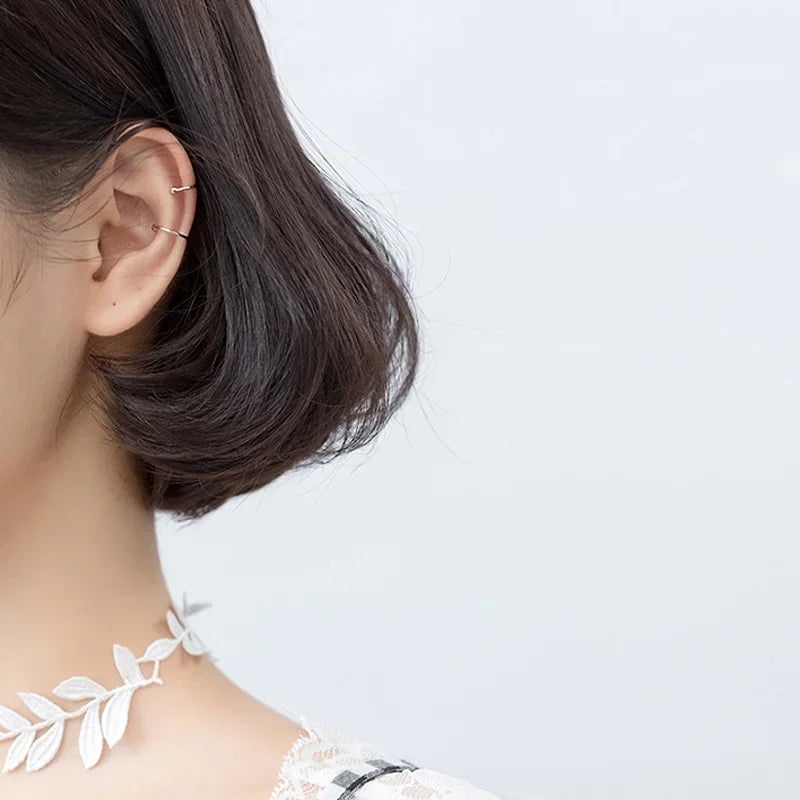 TrustDavis 2pcs 100% 925 Sterling Silver Beads Clip on Earrings Ear Cuff For Women Sterling Silver Jewelry Earring Gift DA399