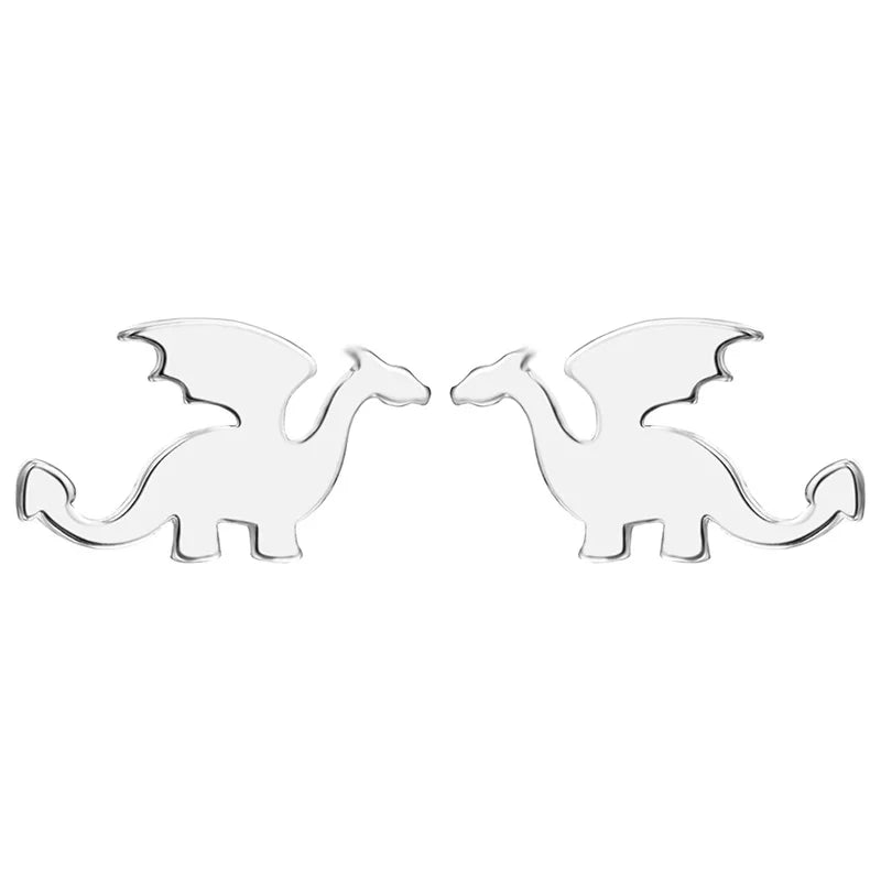 925 Sterling Silver Jewelry Cute Small Dazzling Dinosaur Stud Earrings DT44