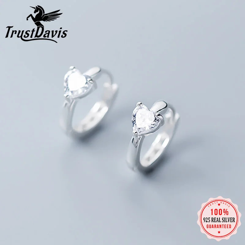 Trusta Fashion 925 Sterling Silver Dazzling Love Heart CZ Ear Cuff Clip On Earring For Women Girl Piercing Earing Jewelry DA488