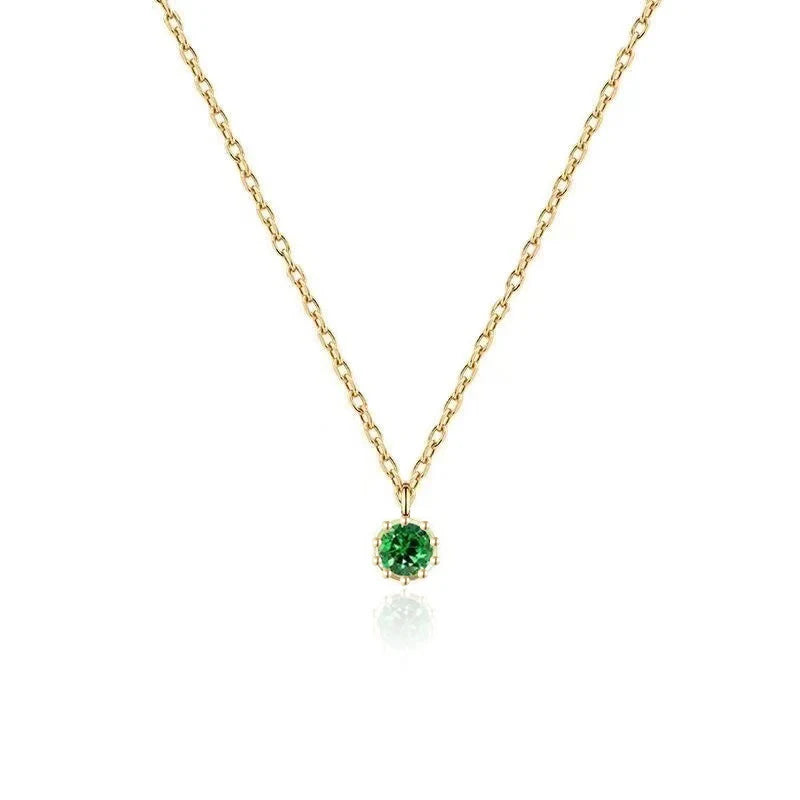 TrustDavis Real 925 Sterling Retro Mini Green Diamond Silver Necklace for Women Wedding Party 925 Necklace Jewelry DA1631