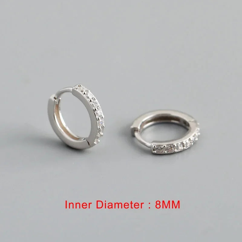 TrustDavis Luxury 925 Sterling Silver Fashion White Zircon Charm Hoop Earring For Fashion Women Wedding Party Jewelry DA2725