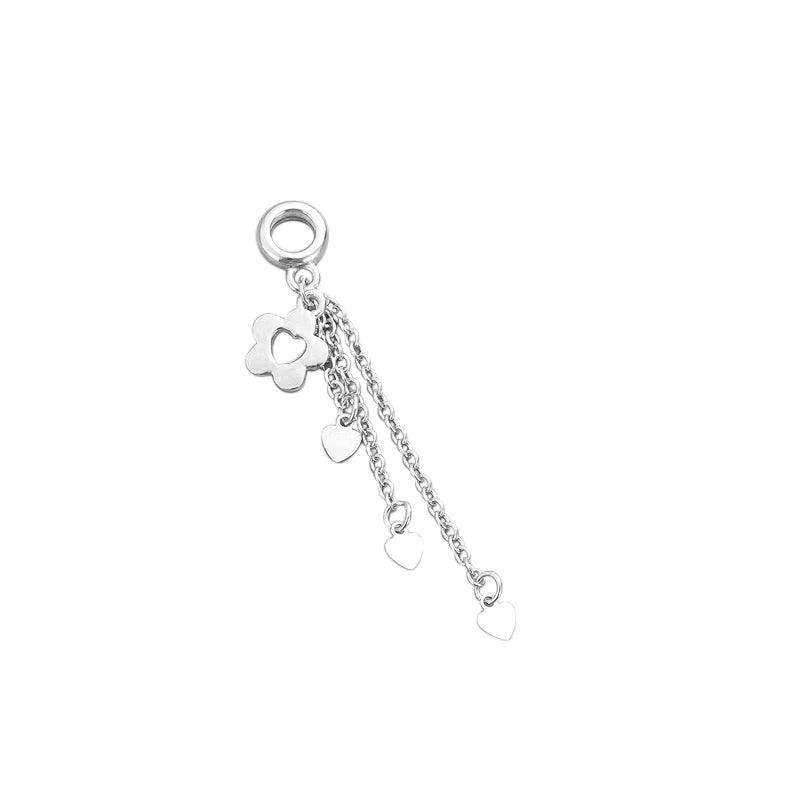 TrustDavis Real 925 Sterling Silver Fashion Tassels Flower Heart Charm Pendant Handmade DIY Accessories Wholesale Jewelry DZ1703