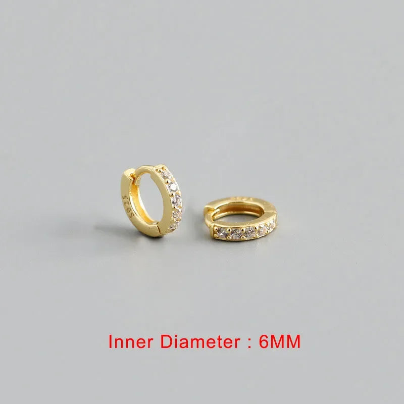 TrustDavis Luxury 925 Sterling Silver Fashion White Zircon Charm Hoop Earring For Fashion Women Wedding Party Jewelry DA2725