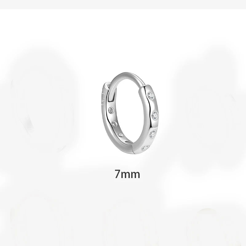 TrustDavis Real 925 Sterling Silver Women's Fashion Simple Zirconia Hoop Earrings for Women Girls Gift Fine Jewelry DS4711