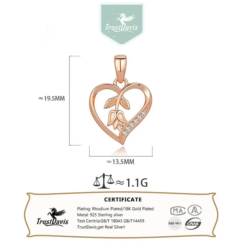 Heart Flowers Silver Pendant DZ1903
