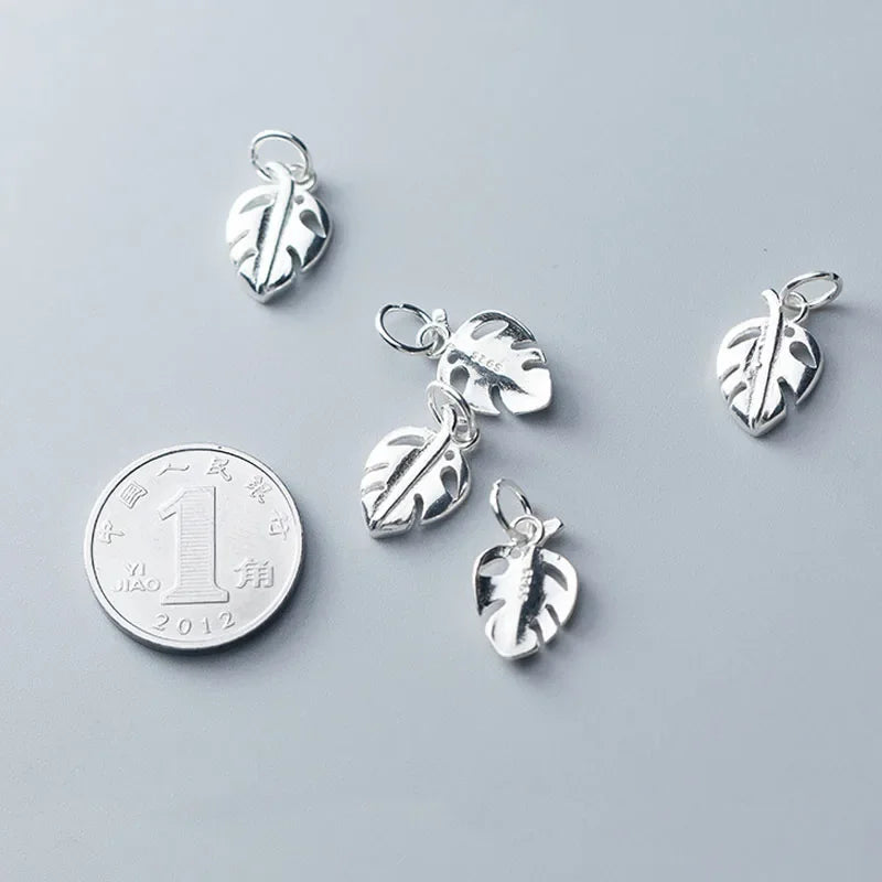 TrustDavis Real 925 Sterling Silver Fashion Sweet Hollow Leaves Charm Pendant Handmade DIY Accessories Jewelry Wholesale DZ134