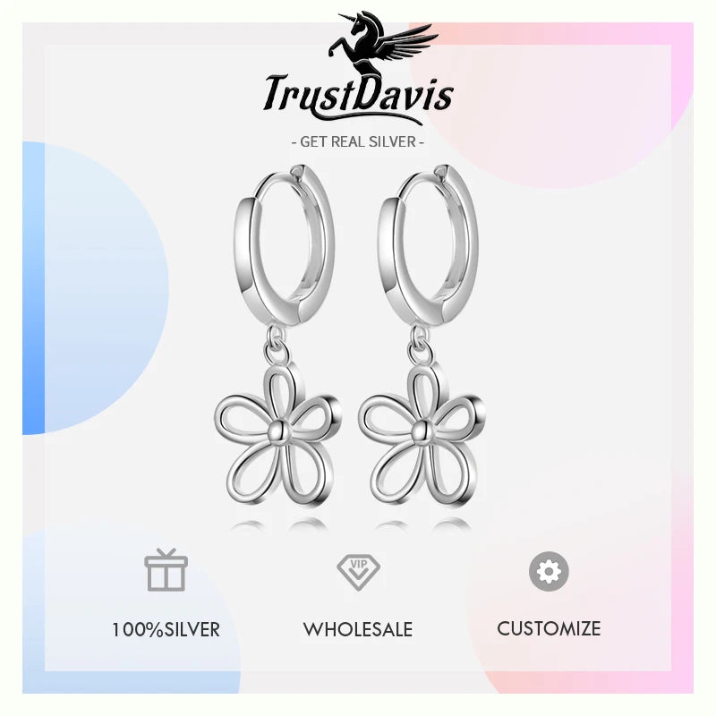 Minimally Hollowed Out Flower Hoop Earring DS4123