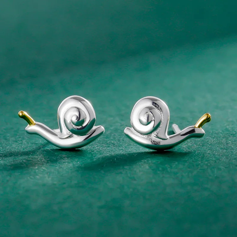 TrustDavis Real 925 Sterling Silver Sweet Personality Creative Snail Stud Earrings Gift For Women Girls Kids Lady Jewelry DF350