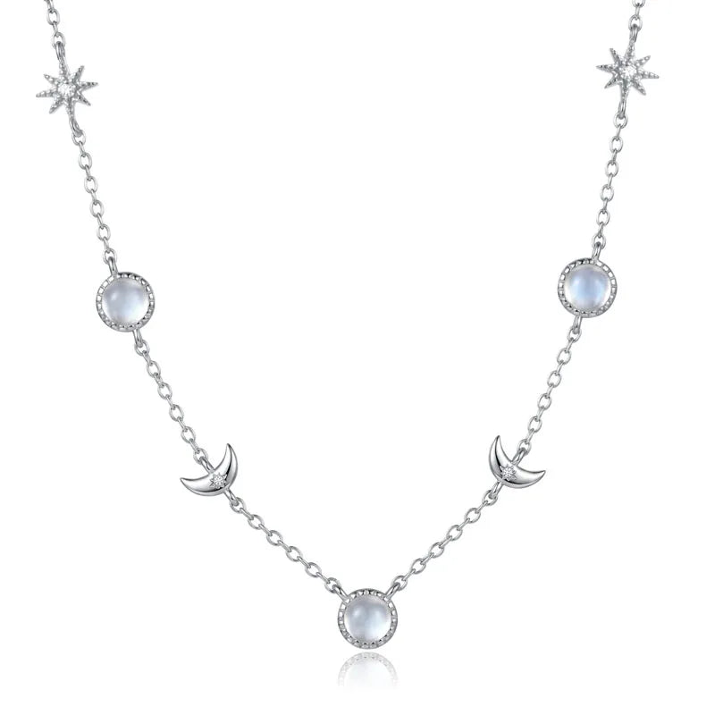 Sun Moon Star Moonstone Necklace DS4919
