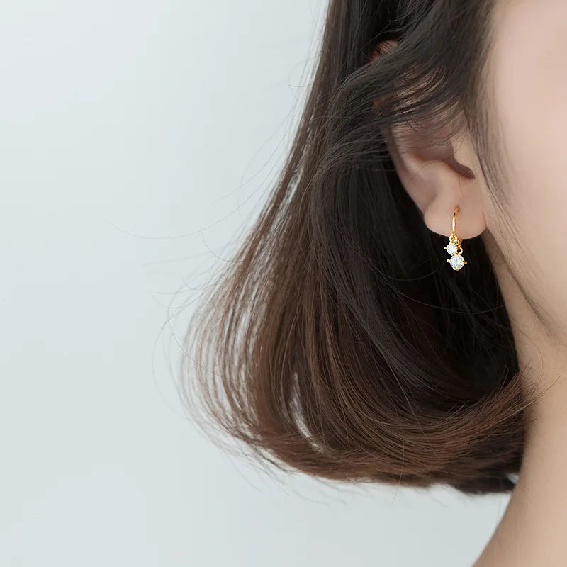 Trustdavis Womens Fashion 100% 925 Sterling Silver Gothic Dazzling CZ Stud Earrings For Wedding Party Silver 925 Jewelry G6120