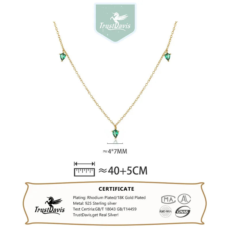 Leaf-shaped Emerald Zircon Stacked Necklace DS4897