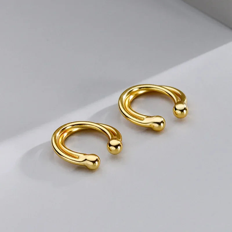 TrustDavis 925 Sterling Silver Geometry Clip Earrings for Women Daugther Girls Party Anniversary Fine S925 Jewelry DS4269