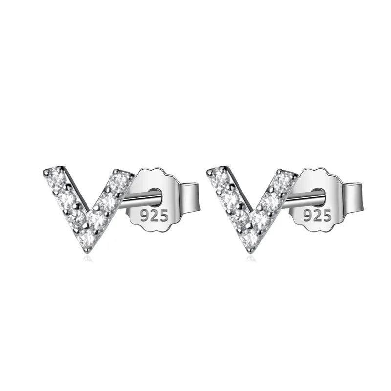 TrustDavis 100% 925 Sterling Silver Stud Earrings CZ Stone Birthday Gift For Women Korean Jewelry Accessory Party Gift DA1416