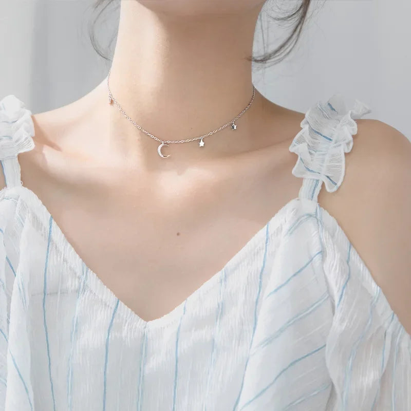 Moon Star Pendant Short Necklace DA1050
