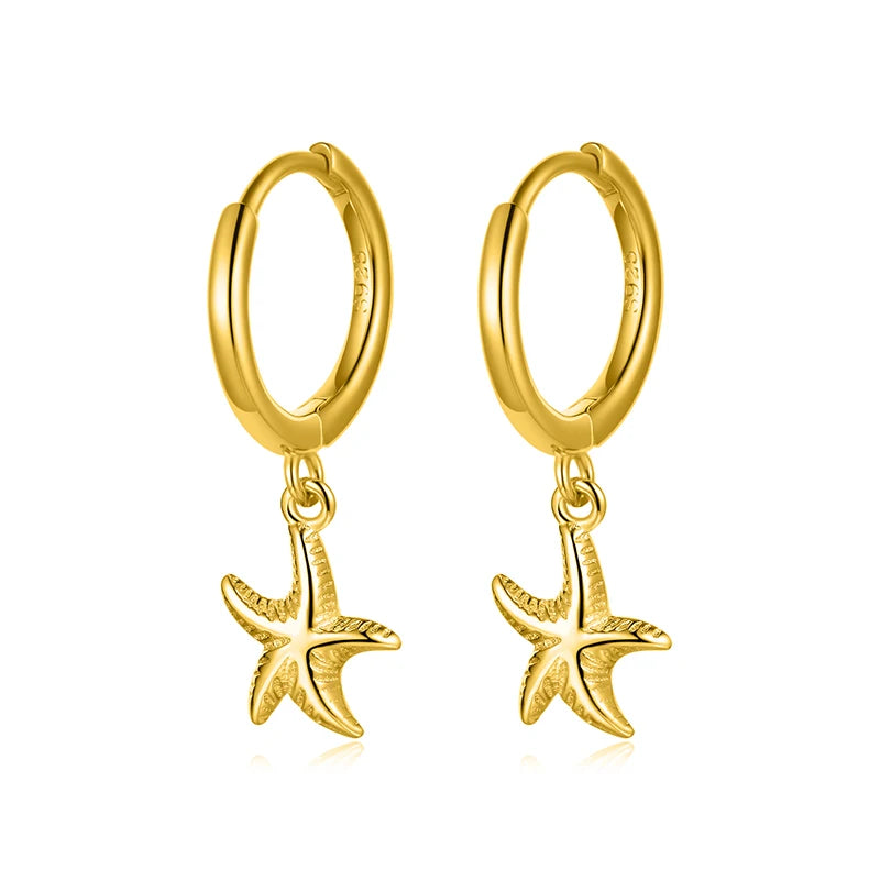 Fashion Ocean Elements Starfish Hanging Hoop Earrings DS4095