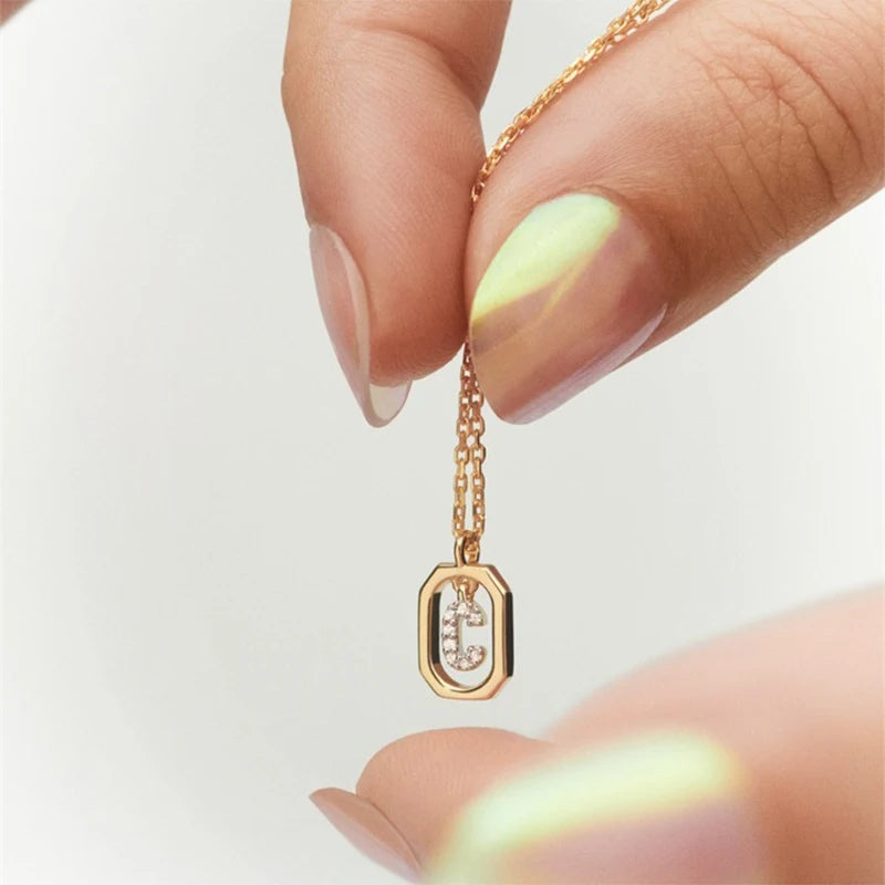 Square Hollow 26 Letter Necklace DS4772