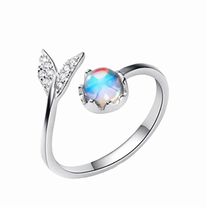Blue Mermaid Tail Open Finger Ring DS1710