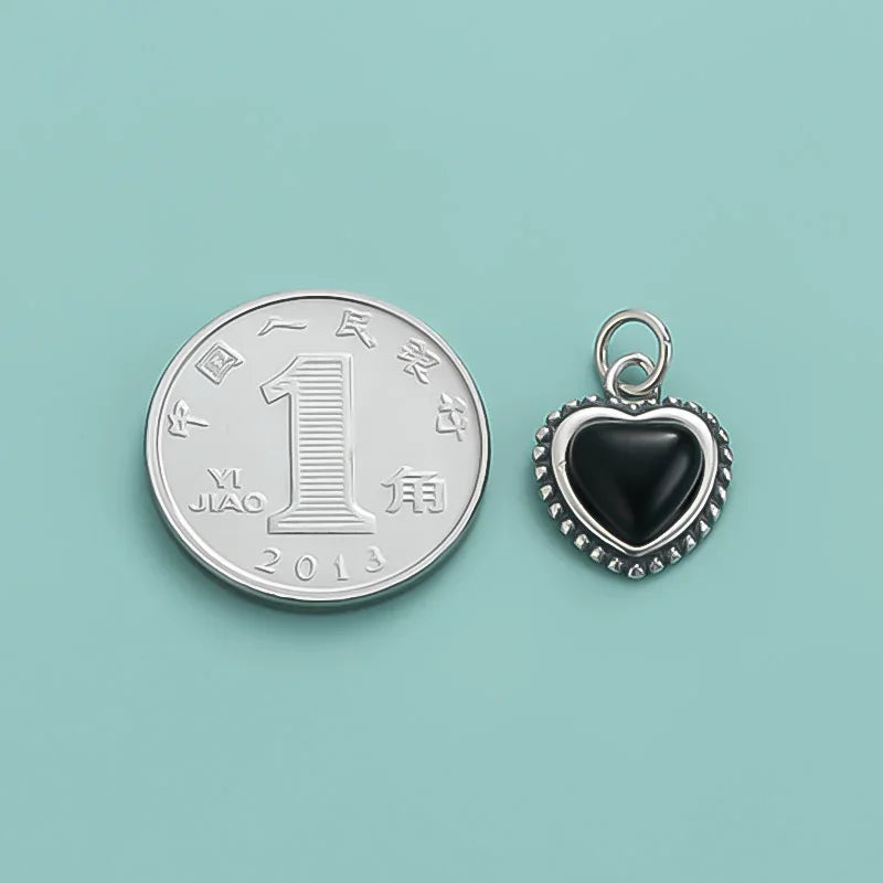 TrustDavis Real 925 Sterling Silver Personality Cute Heart Charm Pendant DIY Necklace Bracelet Accessories Jewelry DZ1075