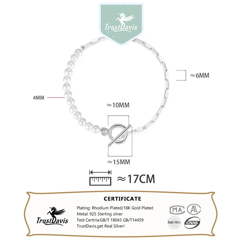 4mm Synthetic Pearl Chain Bracelet DA2704