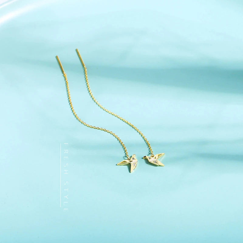 Animal Long Tassel Chain Papercranes Dangle Drop Earring DA1083