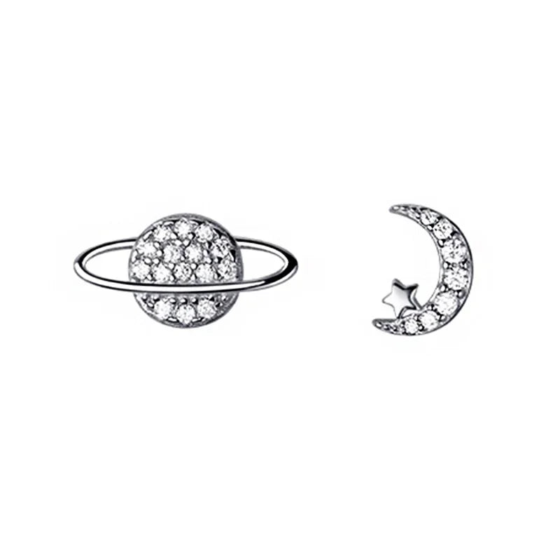 Asymmetric Planet Star Stud Earrings DA629