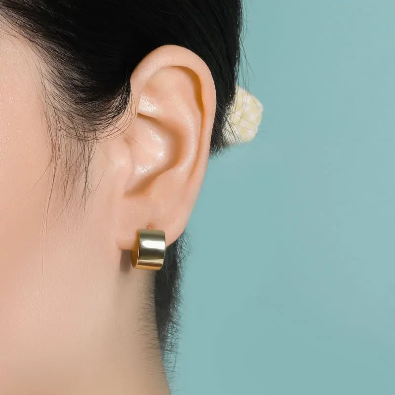 Punk Rock Smooth Charm Hoop Earrings DA750