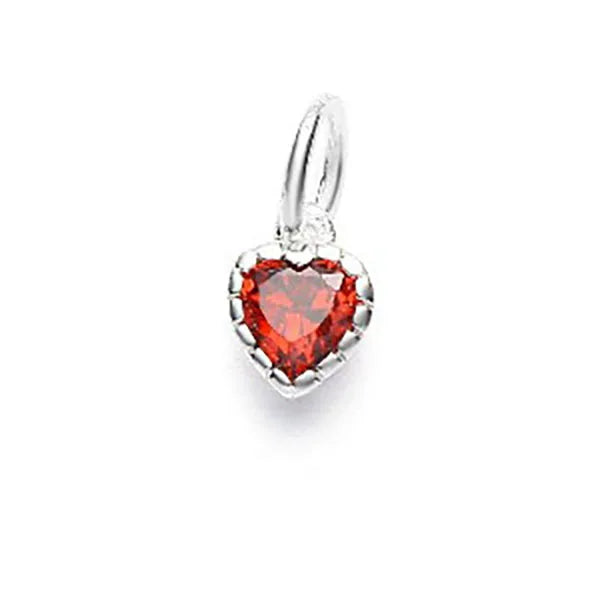 Romantic Heart Red CZ Charm Pendant HY049