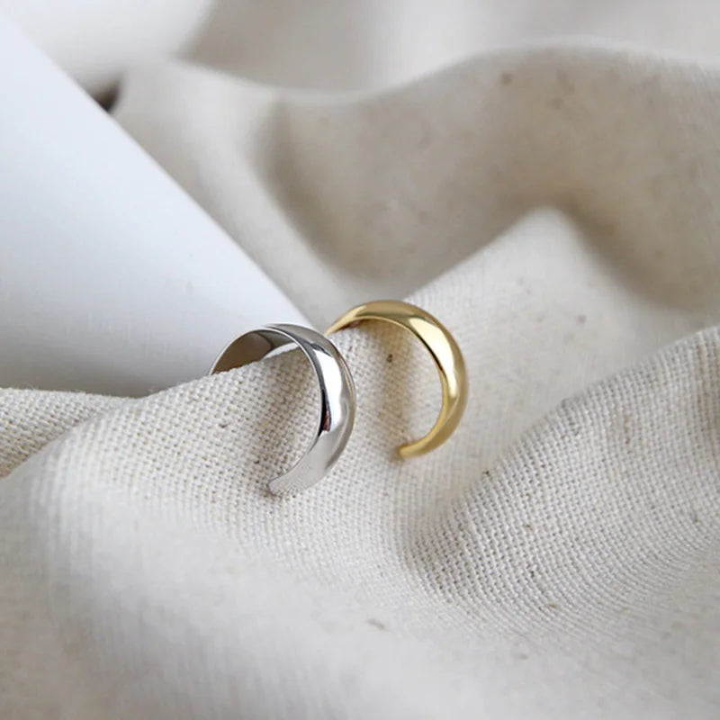 TrustDavis 1Pcs Real 925 Sterling Silver INS Smooth Surface Ear Cuff Clip on Earrings For Women Wedding Party Fine Jewelry DA149