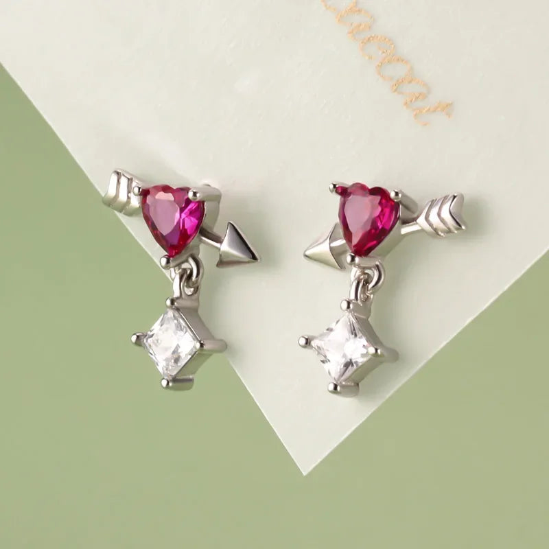Heart Arrow Shiny Screw Stud Earrings DF236
