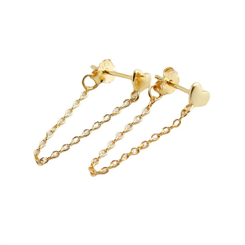 Heart Linked Chain Stud Earrings DS4768