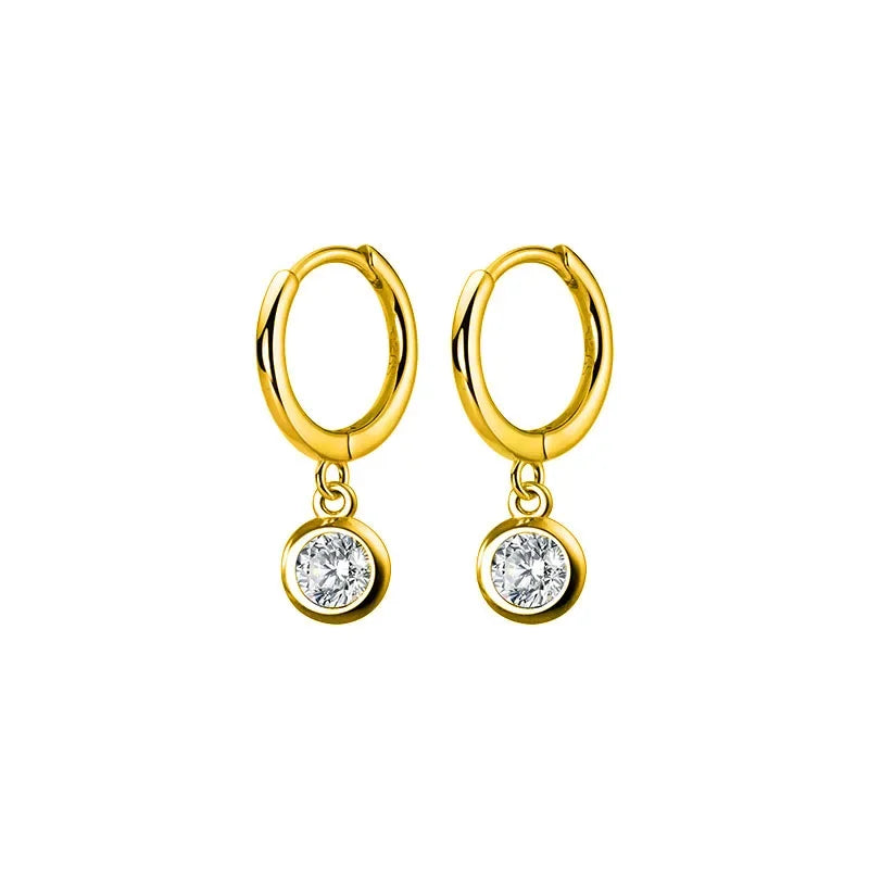 Fashion Round Shiny CZ Charm Hoop Earrings DB1160