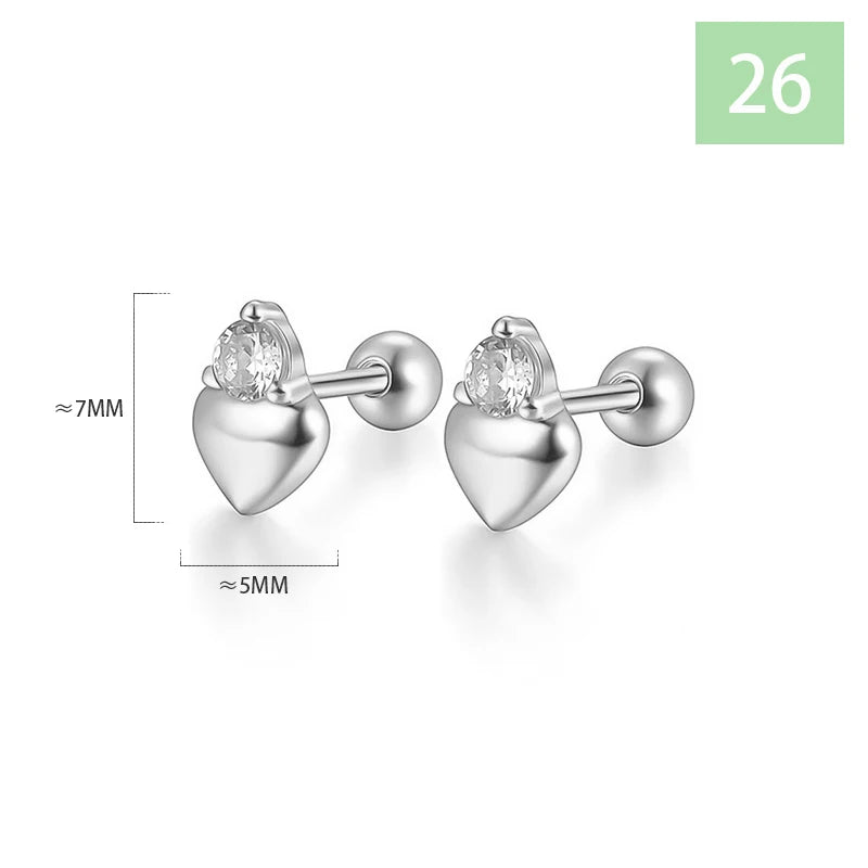 Geometric Zircon Screw Stud Earrings DS4644