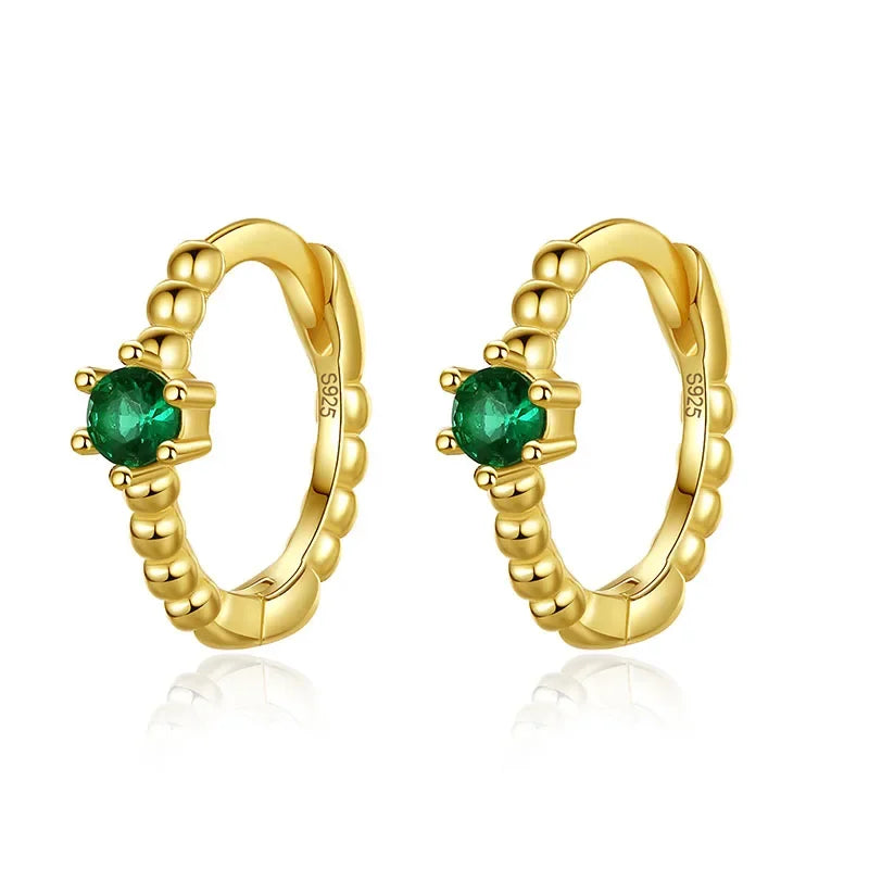 Trustdavis Real 925 Sterling Silver Fashion Colorful Zircon Charming Small Earrings For Women Rock Unisex Party Jewelry DA2645