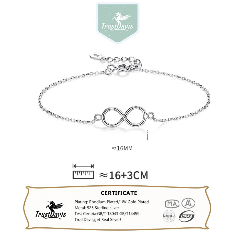 100% 925 Sterling Silver Sweet Infinite Bracelet DS1900