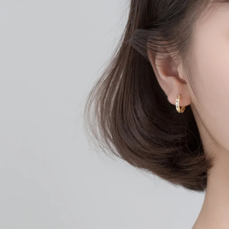 Hoop Earring Roman Numerals Ear Cuff Clip DA022