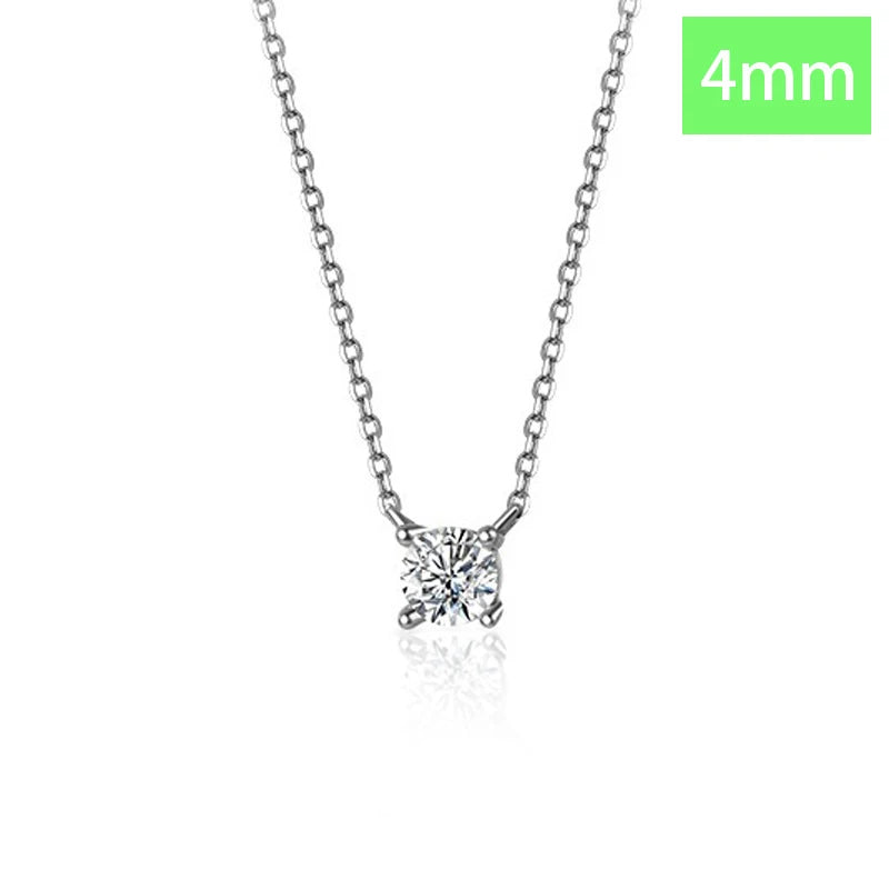 TrustDavis Real 925 Sterling Silver Fashion Sweet Four Clawed Diamond Inlay Necklace for Women Wedding Party S925 Jewelry DA1633