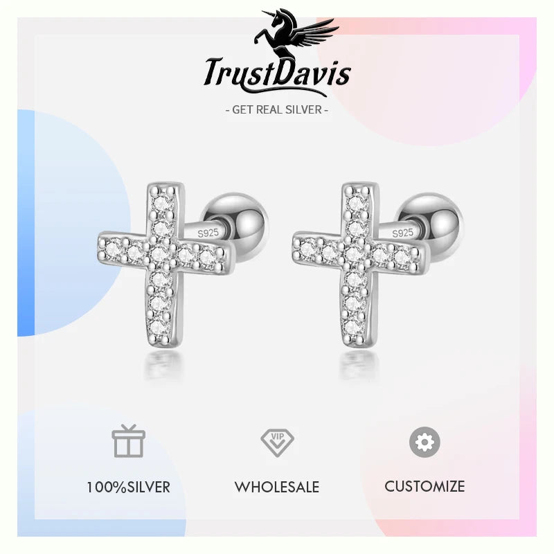 Cross Bead Screw Stud Earrings DA2863